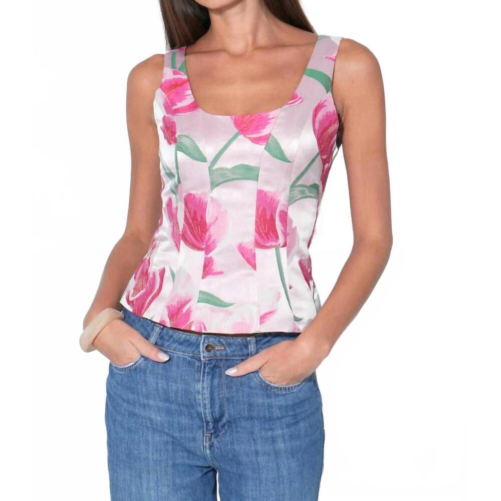 NEW ADELYN RAE sienna sleeveless jacquard top in tulip